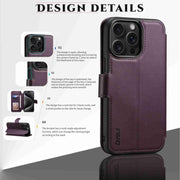 For iPhone 14 Pro ESEBLE E1 Nappa Texture MagSafe Holder Leather Phone Case(Dark Purple)