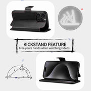 For iPhone 14 Pro ESEBLE E1 Nappa Texture MagSafe Holder Leather Phone Case(Black)