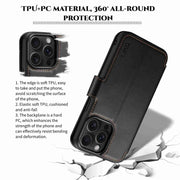 For iPhone 15 Pro ESEBLE E1 Nappa Texture MagSafe Holder Leather Phone Case(Black)