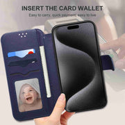 For iPhone 15 Pro Max ESEBLE E1 Nappa Texture MagSafe Holder Leather Phone Case(Dark Blue)