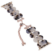 For Apple Watch SE 2023 40mm Resin Retractable Chain Watch Band(Brown White)