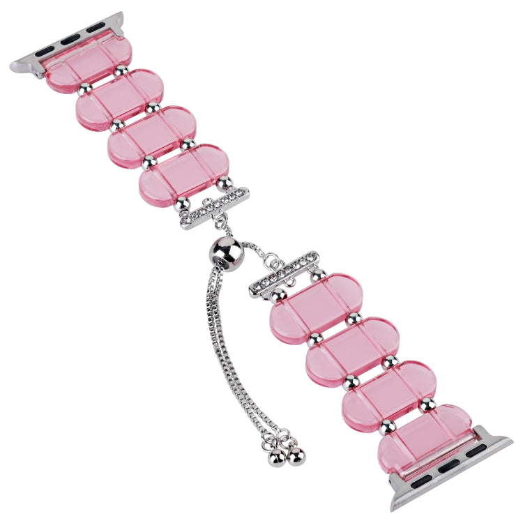 For Apple Watch Series 9 45mm Resin Retractable Chain Watch Band(Pink)