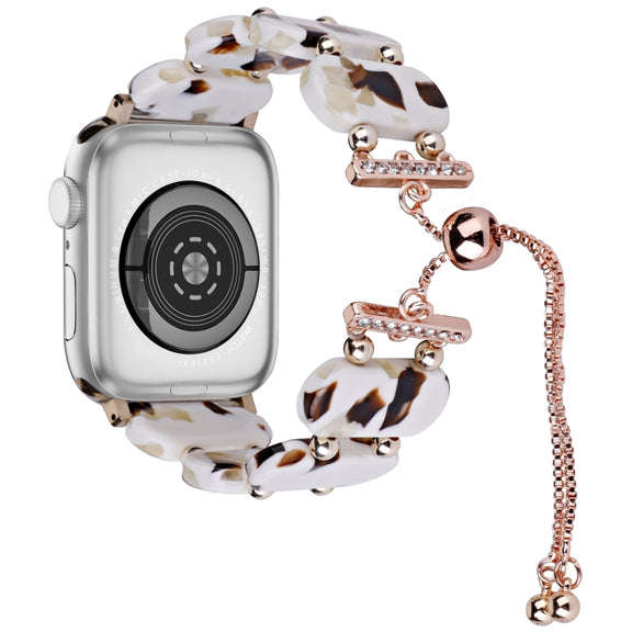 For Apple Watch Series 9 41mm Resin Retractable Chain Watch Band(Nougat)