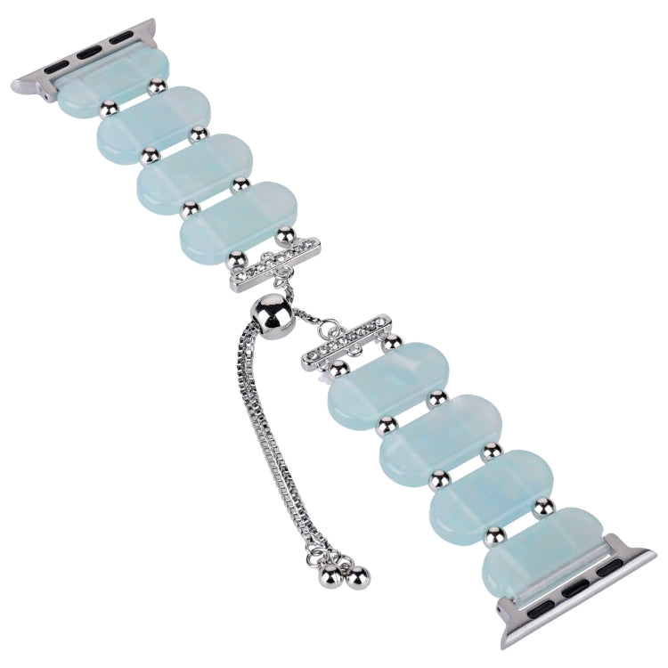 For Apple Watch Series 8 45mm Resin Retractable Chain Watch Band(Ice Blue)