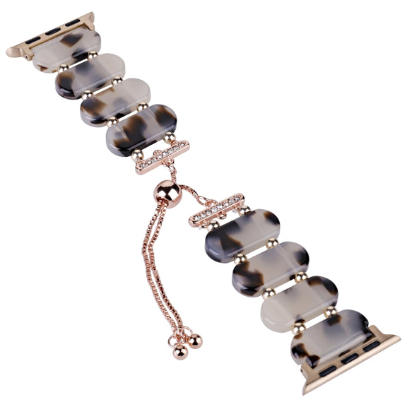For Apple Watch SE 2022 40mm Resin Retractable Chain Watch Band(Brown White)