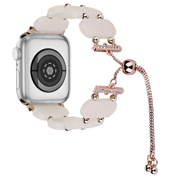 For Apple Watch SE 2022 44mm Resin Retractable Chain Watch Band(Mermaid Pink) - Watch Bands by PMC TechLife | Online Shopping South Africa | PMC TechLife