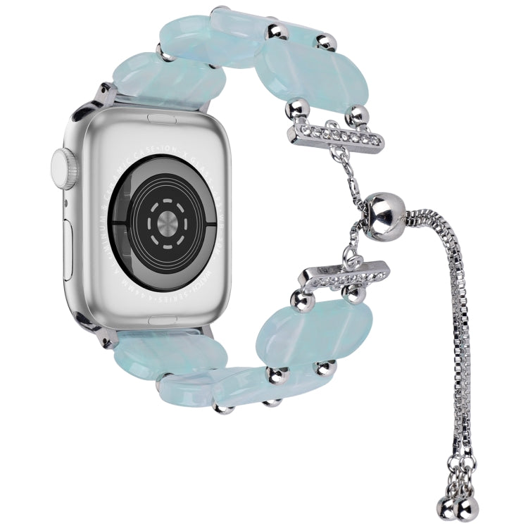 For Apple Watch Series 7 41mm Resin Retractable Chain Watch Band(Ice Blue) - Watch Bands by PMC TechLife | Online Shopping South Africa | PMC TechLife