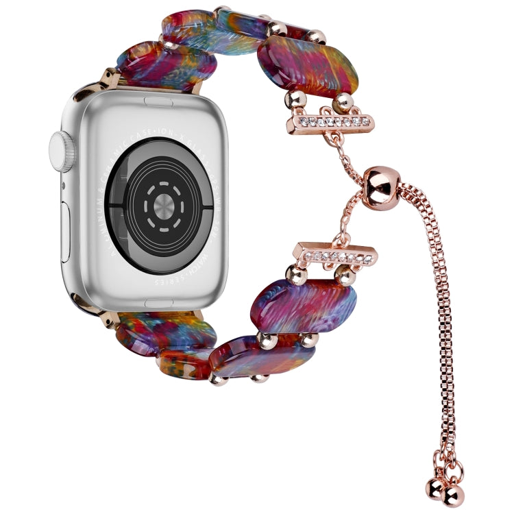 For Apple Watch Series 7 41mm Resin Retractable Chain Watch Band(Pearlescent Rainbow) - Watch Bands by PMC TechLife | Online Shopping South Africa | PMC TechLife