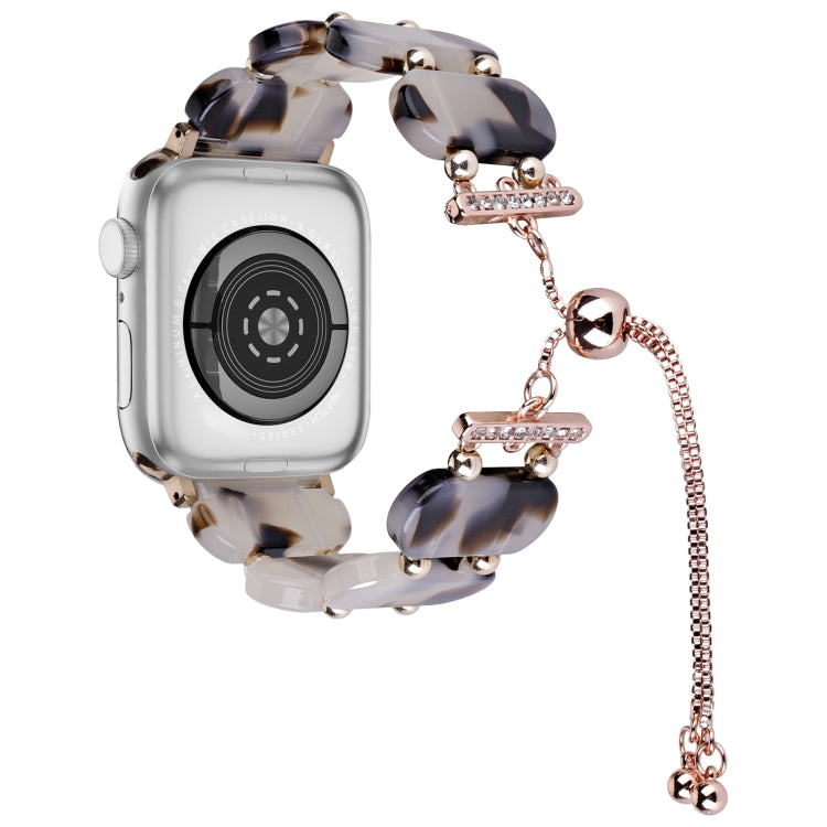 For Apple Watch Series 7 45mm Resin Retractable Chain Watch Band(Brown White) - Watch Bands by PMC TechLife | Online Shopping South Africa | PMC TechLife