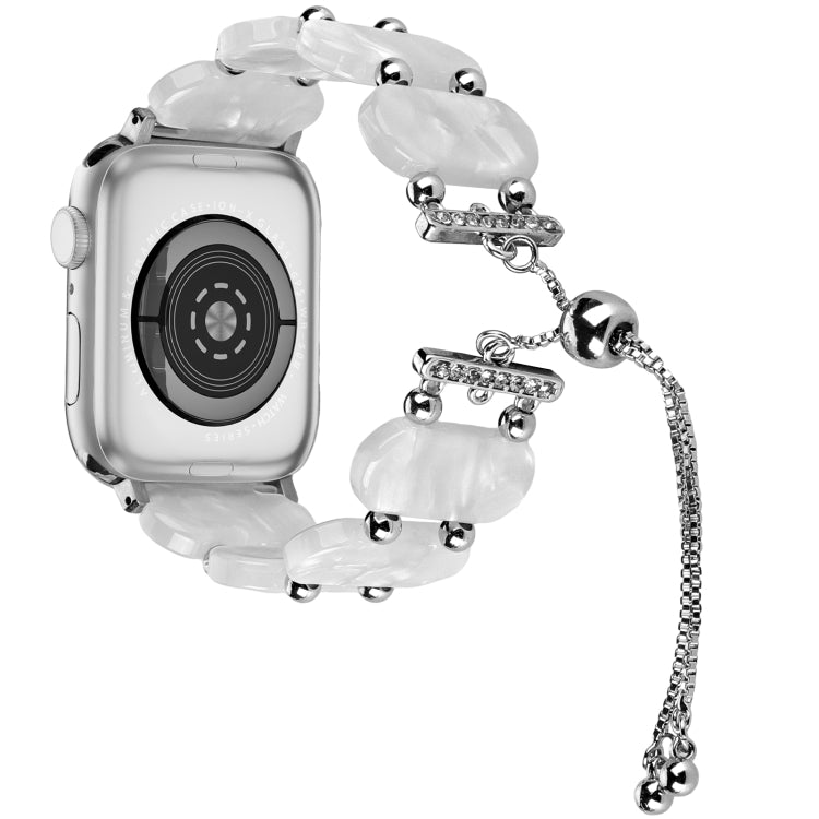 For Apple Watch SE 40mm Resin Retractable Chain Watch Band(Pearl White) - free shipping - PMC TechLife - Order now!