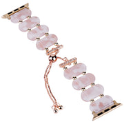 For Apple Watch SE 40mm Resin Retractable Chain Watch Band(Pink Flower)