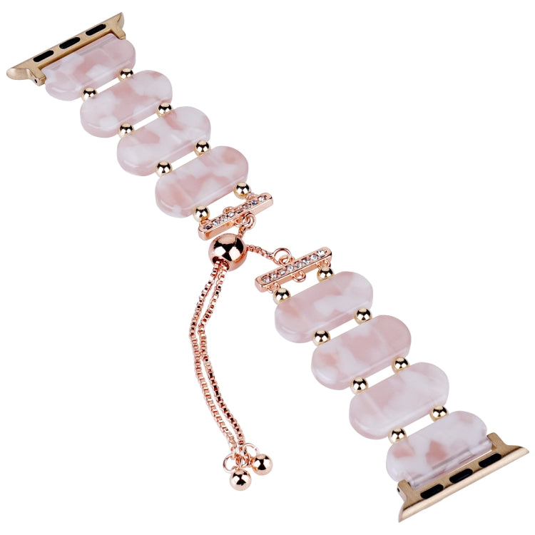 For Apple Watch SE 40mm Resin Retractable Chain Watch Band(Pink Flower)