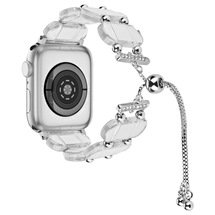 For Apple Watch Series 6 44mm Resin Retractable Chain Watch Band(Transparent) - Watch Bands by PMC TechLife | Online Shopping South Africa | PMC TechLife