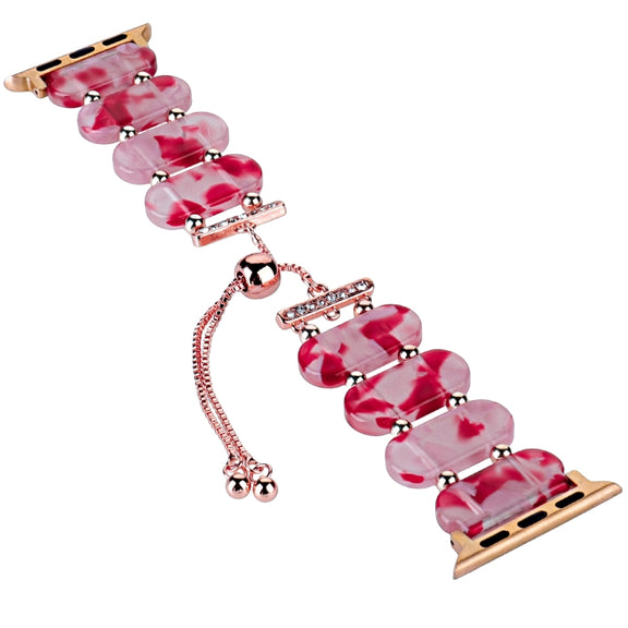 For Apple Watch Series 6 44mm Resin Retractable Chain Watch Band(Rose Red)