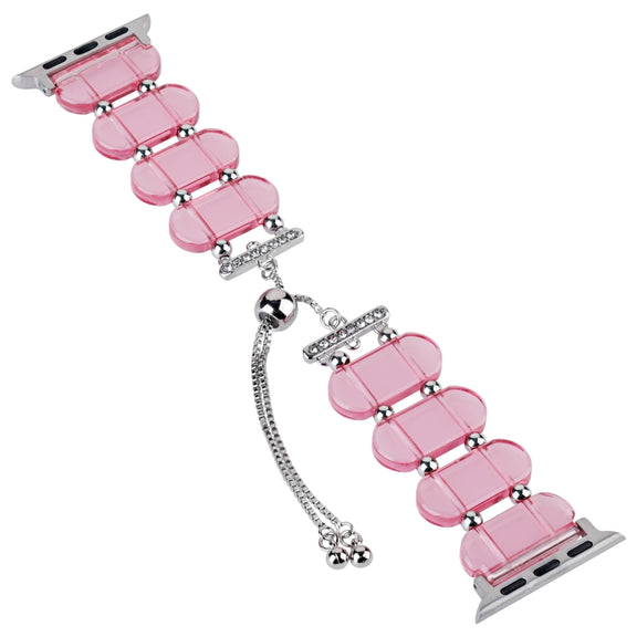 For Apple Watch Series 4 44mm Resin Retractable Chain Watch Band(Pink)