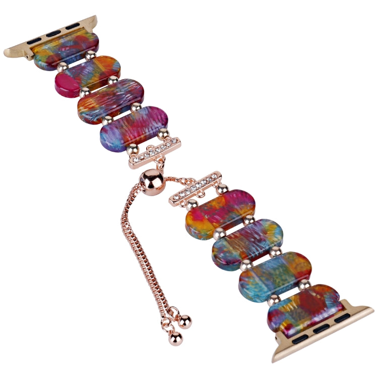 For Apple Watch Series 4 44mm Resin Retractable Chain Watch Band(Pearlescent Rainbow)