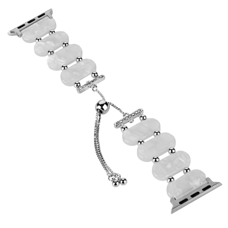 For Apple Watch Series 4 40mm Resin Retractable Chain Watch Band(Pearl White) - Watch Bands by PMC TechLife | Online Shopping South Africa | PMC TechLife