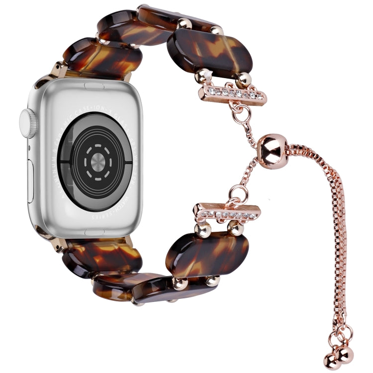 For Apple Watch Series 2 42mm Resin Retractable Chain Watch Band(Tortoiseshell) - Watch Bands by PMC TechLife | Online Shopping South Africa | PMC TechLife