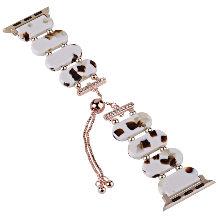 For Apple Watch 42mm Resin Retractable Chain Watch Band(Nougat) - Watch Bands by PMC TechLife | Online Shopping South Africa | PMC TechLife