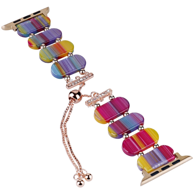 For Apple Watch 42mm Resin Retractable Chain Watch Band(Rainbow) - Watch Bands by PMC TechLife | Online Shopping South Africa | PMC TechLife