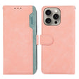 For iPhone 16 Pro Max ABEEL Color Block Magnetic RFID Leather Phone Case(Pink-Cyan) - iPhone 16 Pro Max Cases by PMC TechLife | Online Shopping South Africa | PMC TechLife | Buy Now Pay Later Mobicred