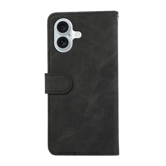 For iPhone 16 Plus ABEEL Color Block Magnetic RFID Leather Phone Case(Black-Green)