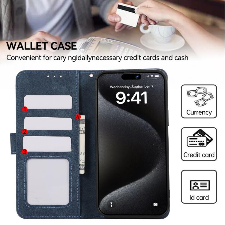 For iPhone 17 ABEEL Color Block Magnetic RFID Leather Phone Case(Blue-Brown)