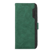 For iPhone 17 ABEEL Color Block Magnetic RFID Leather Phone Case(Green-Black)