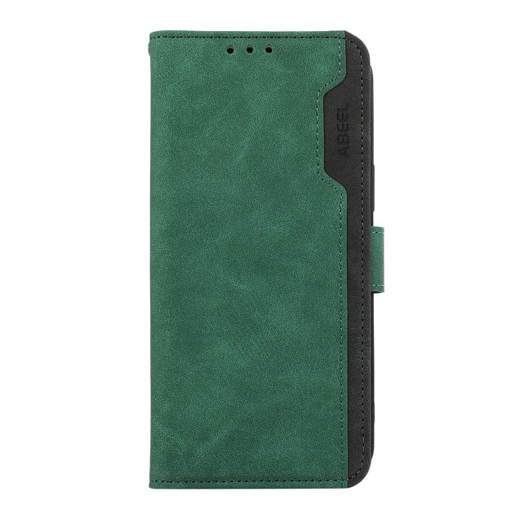 For iPhone 17 ABEEL Color Block Magnetic RFID Leather Phone Case(Green-Black)