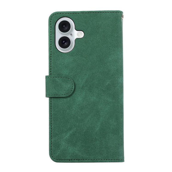 For iPhone 17 ABEEL Color Block Magnetic RFID Leather Phone Case(Green-Black)