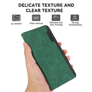 For iPhone 17 ABEEL Color Block Magnetic RFID Leather Phone Case(Green-Black)