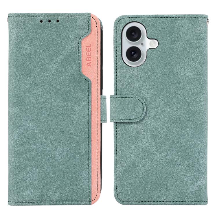 For iPhone 17 ABEEL Color Block Magnetic RFID Leather Phone Case(Cyan-Pink) - free shipping - PMc TechLife - Order now!
