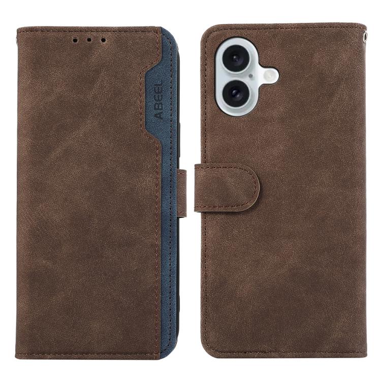 For iPhone 17 ABEEL Color Block Magnetic RFID Leather Phone Case(Brown-Blue) - free shipping - PMc TechLife - Order now!
