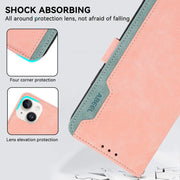 For iPhone 17 Air ABEEL Color Block Magnetic RFID Leather Phone Case(Pink-Cyan)