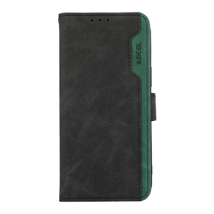 For iPhone 17 Air ABEEL Color Block Magnetic RFID Leather Phone Case(Black-Green)