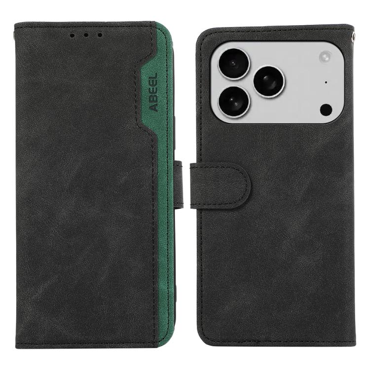 For iPhone 17 Pro ABEEL Color Block Magnetic RFID Leather Phone Case(Black-Green) - free shipping - PMc TechLife - Order now!