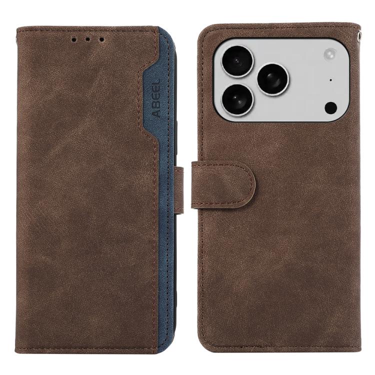 For iPhone 17 Pro ABEEL Color Block Magnetic RFID Leather Phone Case(Brown-Blue) - free shipping - PMc TechLife - Order now!