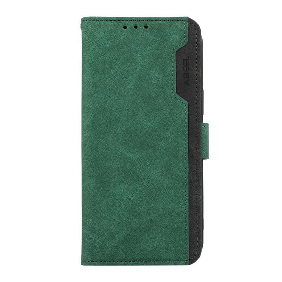 For iPhone 17 Pro Max ABEEL Color Block Magnetic RFID Leather Phone Case(Green-Black)