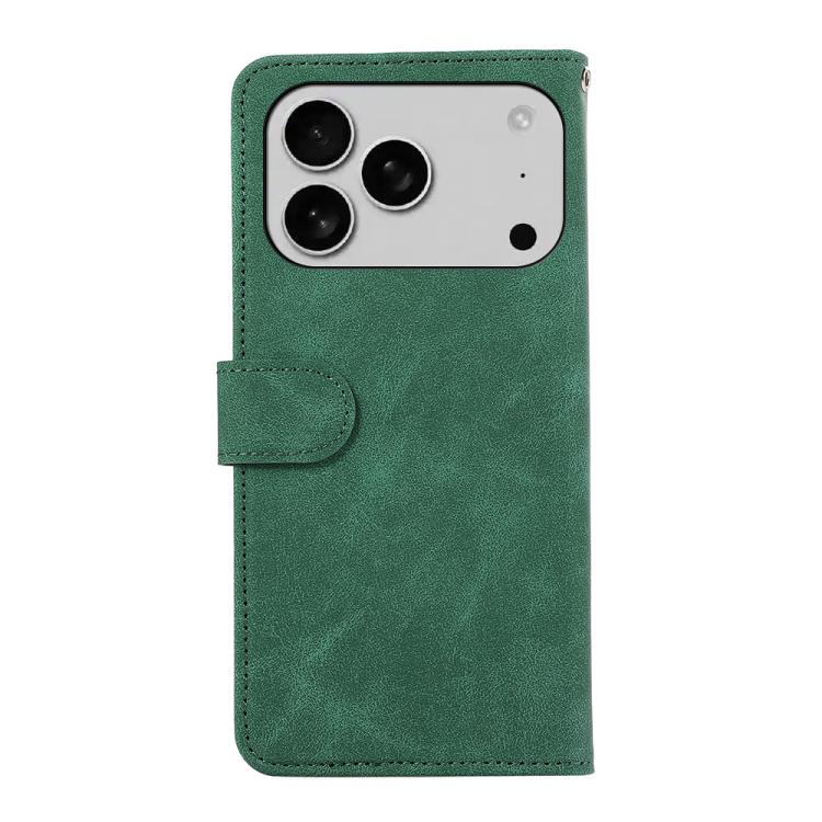 For iPhone 17 Pro Max ABEEL Color Block Magnetic RFID Leather Phone Case(Green-Black)