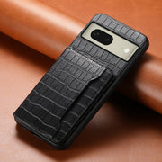 For Google Pixel 8 Crocodile Texture Card Bag Design Full Coverage Phone Case(Black)