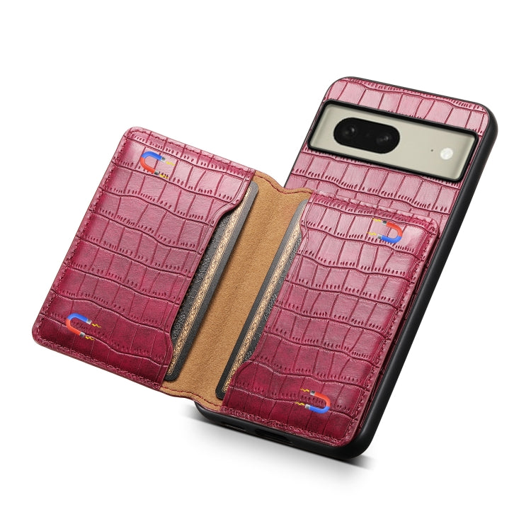 For Google Pixel 8 Crocodile Texture Card Bag Design Full Coverage Phone Case(Red)