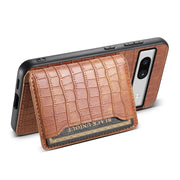 For Google Pixel 7a Crocodile Texture Card Bag Design Full Coverage Phone Case(Brown)
