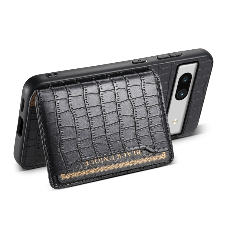 For Google Pixel 7a Crocodile Texture Card Bag Design Full Coverage Phone Case(Black)