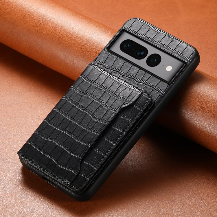For Google Pixel 7 Pro 5G Crocodile Texture Card Bag Design Full Coverage Phone Case(Black) - free shipping - PMC TechLife - Order now!