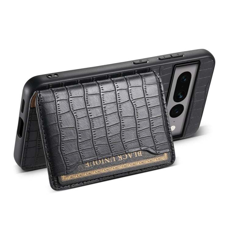For Google Pixel 7 Pro 5G Crocodile Texture Card Bag Design Full Coverage Phone Case(Black)