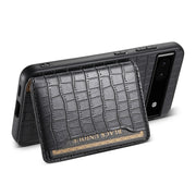 For Google Pixel 6a Crocodile Texture Card Bag Design Full Coverage Phone Case(Black)