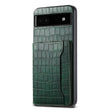 For Google Pixel 6a Crocodile Texture Card Bag Design Full Coverage Phone Case(Green) - Google Cases by PMC TechLife | Online Shopping South Africa | PMC TechLife | Buy Now Pay Later Mobicred