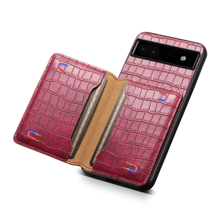 For Google Pixel 6a Crocodile Texture Card Bag Design Full Coverage Phone Case(Red) - Google Cases by PMC TechLife | Online Shopping South Africa | PMC TechLife | Buy Now Pay Later Mobicred