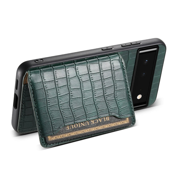 For Google Pixel 6 Crocodile Texture Card Bag Design Full Coverage Phone Case(Green)