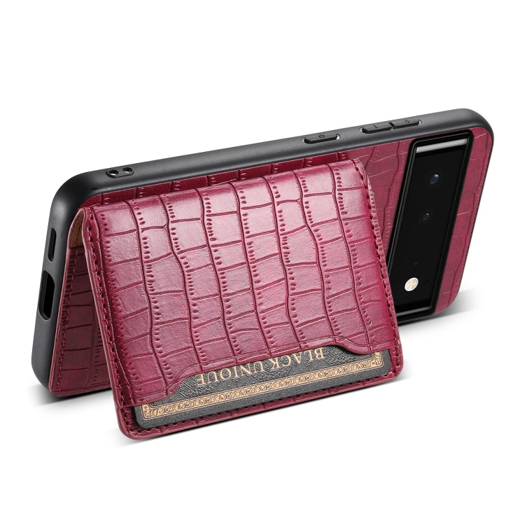 For Google Pixel 6 Crocodile Texture Card Bag Design Full Coverage Phone Case(Red) - Google Cases by PMC TechLife | Online Shopping South Africa | PMC TechLife | Buy Now Pay Later Mobicred